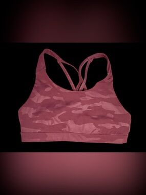 Old Navy Active Sports Bra Womens Large Burgundy Camo Strappy Medium Support